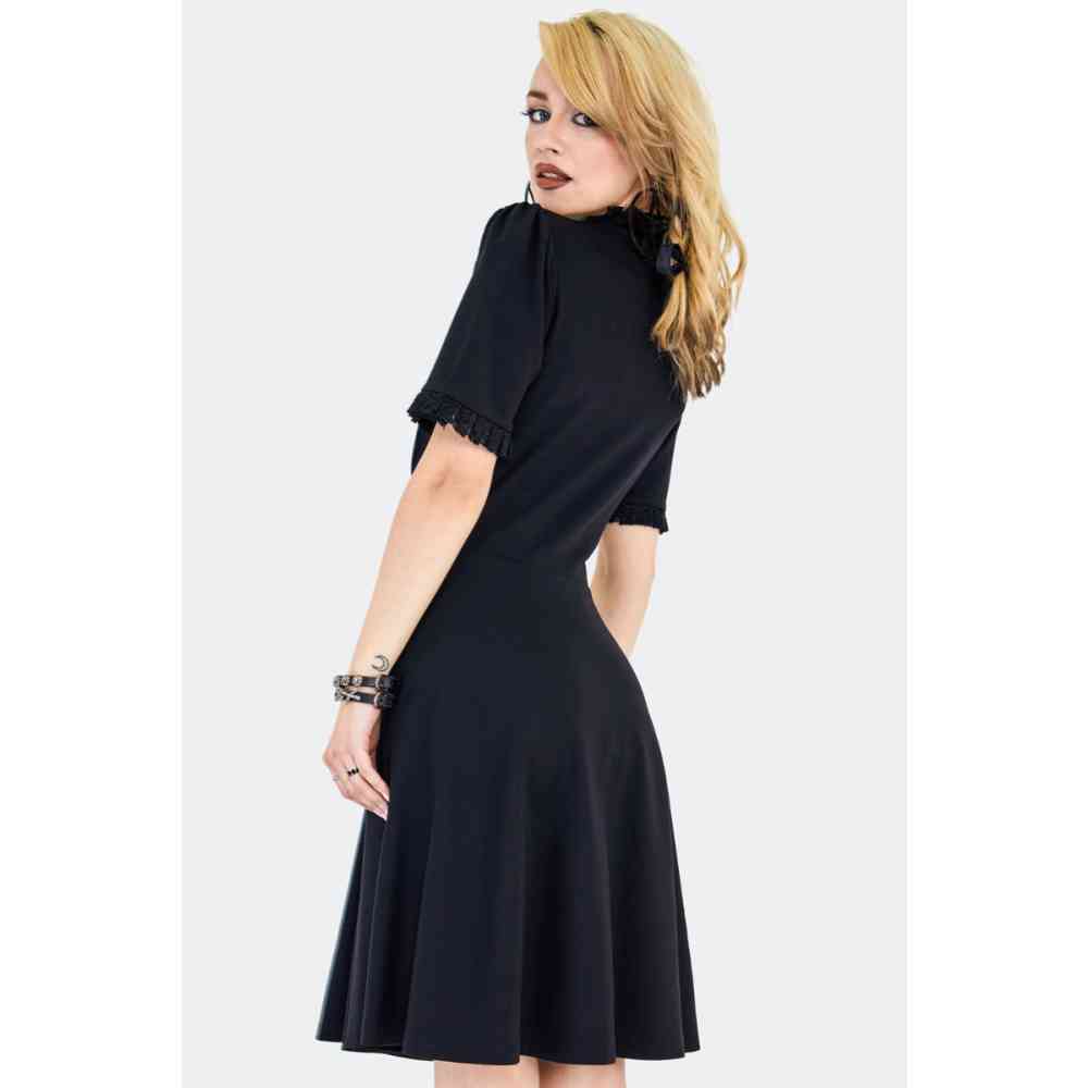 Jawbreaker - Lace Panel Gothic Skater dress - Black